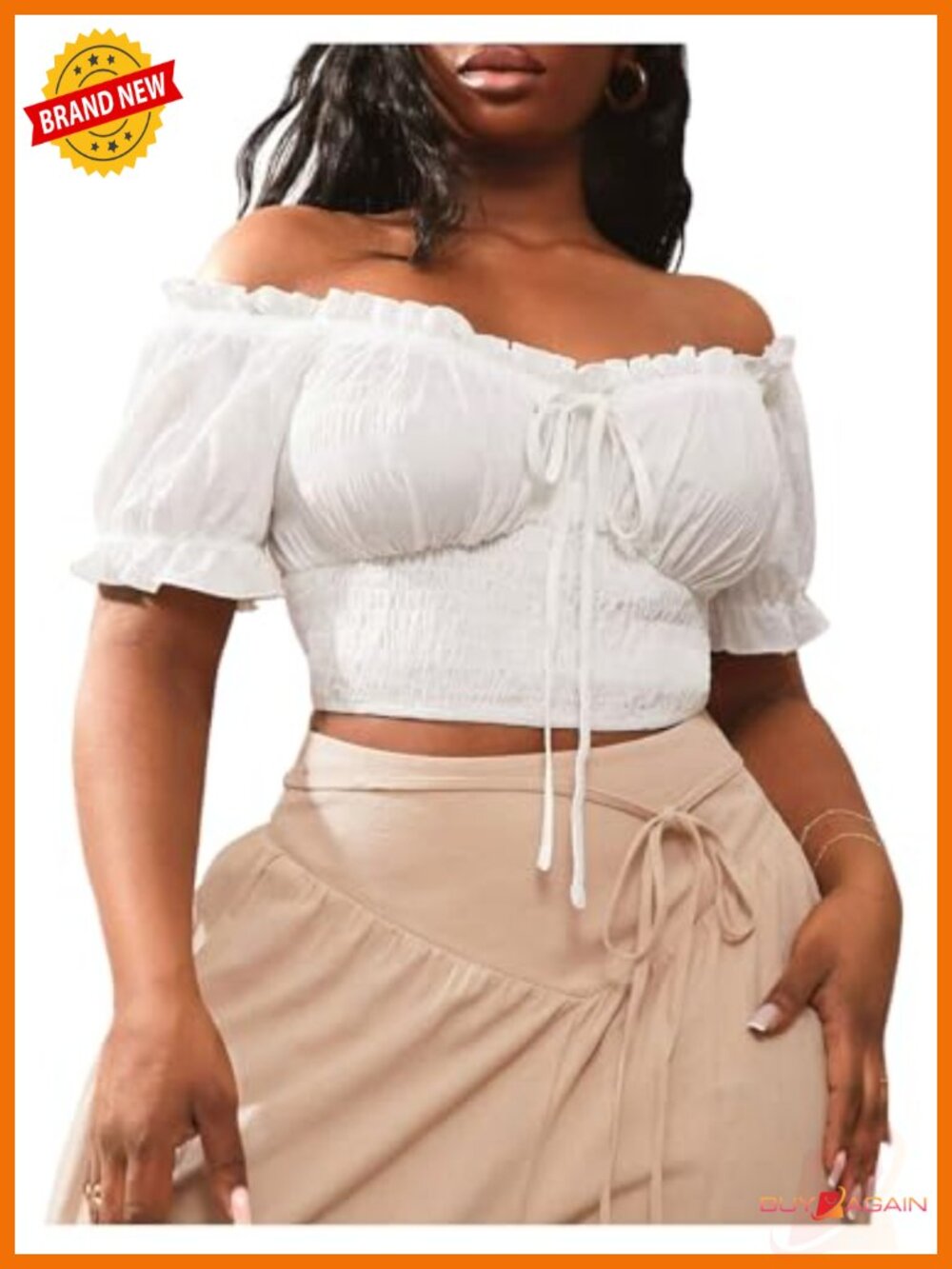 Off The Shoulder Ruffle Crop Top Smocked Blouse Plus Size